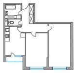 Планировка 2-комнатной квартиры, 56,82 м2