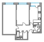 Планировка 2-комнатной квартиры, 61 м2