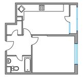 Планировка 1-комнатной квартиры, 42 м2