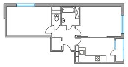 Планировка 2-комнатной квартиры, 55,79 м2