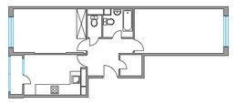 Планировка 2-комнатной квартиры, 57,03 м2