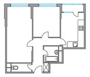 Планировка 2-комнатной квартиры, 53,21 м2