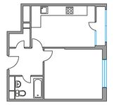 Планировка 1-комнатной квартиры, 41,43 м2
