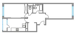 Планировка 2-комнатной квартиры, 58,64 м2