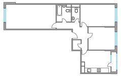 Планировка 3-комнатной квартиры, 76,86 м2