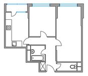Планировка 2-комнатной квартиры, 53,23 м2
