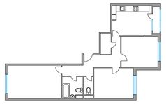 Планировка 3-комнатной квартиры, 71,32 м2