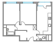 Планировка 2-комнатной квартиры, 53,56 м2