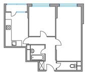 Планировка 2-комнатной квартиры, 53,33 м2