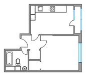 Планировка 1-комнатной квартиры, 39,5 м2