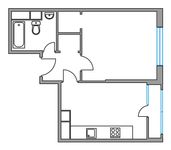 Планировка 1-комнатной квартиры, 39,67 м2