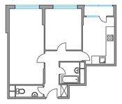 Планировка 2-комнатной квартиры, 53,29 м2
