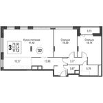 Планировка 3-комнатной квартиры, 116,9 м2