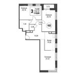 Планировка 3-комнатной квартиры, 122,3 м2