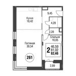 Планировка 2-комнатной квартиры, 85,5 м2