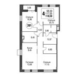 Планировка 4-комнатной квартиры, 117,3 м2