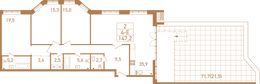 Планировка 4-комнатной квартиры, 148,9 м2