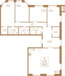 Планировка 5-комнатной квартиры, 163,9 м2