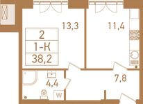 Планировка 1-комнатной квартиры, 39,1 м2