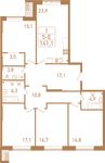 Планировка 5-комнатной квартиры, 141,6 м2