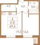 Планировка 2-комнатной квартиры, 49,1 м2