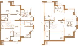 Планировка 6-комнатной квартиры, 279,1 м2