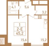 Планировка 2-комнатной квартиры, 46,3 м2