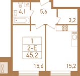 Планировка 2-комнатной квартиры, 46,2 м2