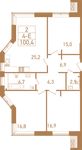 Планировка 4-комнатной квартиры, 100,9 м2