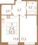 Планировка 2-комнатной квартиры, 53,1 м2