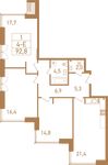 Планировка 4-комнатной квартиры, 97,2 м2