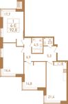 Планировка 4-комнатной квартиры, 93,9 м2
