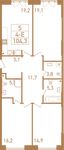 Планировка 4-комнатной квартиры, 105,5 м2