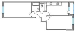 Планировка 2-комнатной квартиры, 60 м2