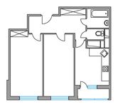 Планировка 2-комнатной квартиры, 53,5 м2