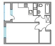 Планировка 1-комнатной квартиры, 34 м2
