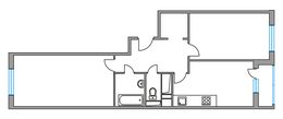 Планировка 2-комнатной квартиры, 59,6 м2