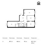 Планировка 3-комнатной квартиры, 88,5 м2