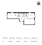 Планировка 2-комнатной квартиры, 66,4 м2