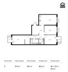 Планировка 3-комнатной квартиры, 91,9 м2