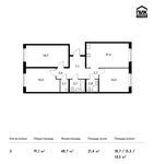 Планировка 3-комнатной квартиры, 91,1 м2
