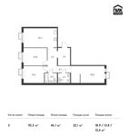 Планировка 3-комнатной квартиры, 92,3 м2