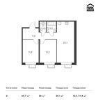 Планировка 2-комнатной квартиры, 60,7 м2