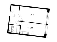 Планировка 1-комнатной квартиры, 46,7 м2