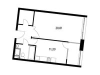 Планировка 1-комнатной квартиры, 46,3 м2