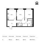 Планировка 2-комнатной квартиры, 51,8 м2