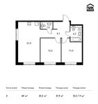 Планировка 2-комнатной квартиры, 60 м2