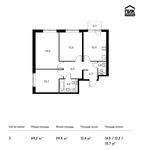 Планировка 3-комнатной квартиры, 69,2 м2