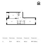 Планировка 2-комнатной квартиры, 73 м2