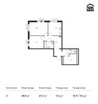 Планировка 2-комнатной квартиры, 68,8 м2